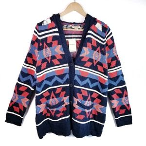 Lucky Brand NWT Aztec Southwestern Print Hooded Cardigan Size M Medium
